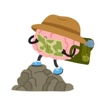 Brain Explorer Reading Map on Rock Stock Illustration