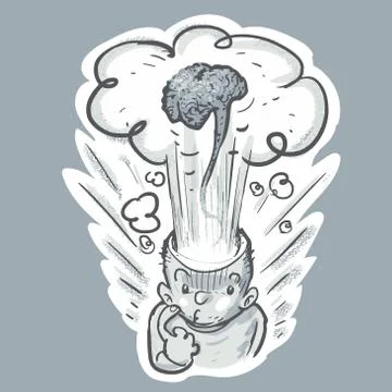 Brain explosion cartoon doodle Stock Illustration