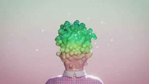 Brain explosion with creative and mental health problem. 3d render, 4k video. Stock Footage 245803997