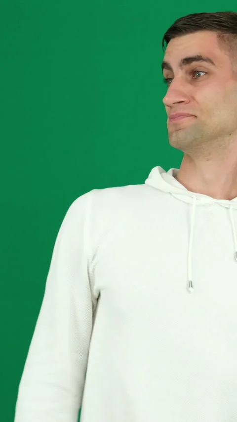 Brain explosion emotions of a handsome man guy on a green background chromakey Stock Footage 281725182