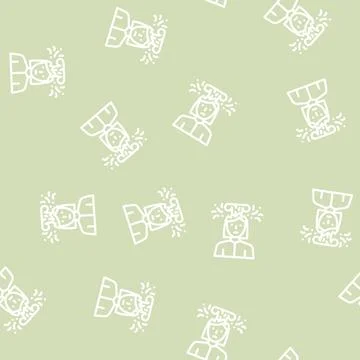 Brain explosion female line vector seamless pattern Stock Illustration
