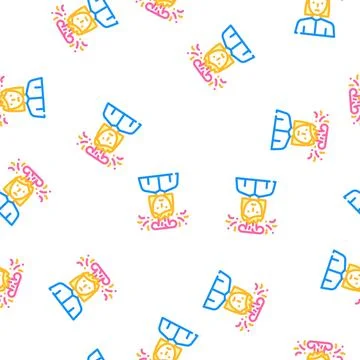 Brain explosion female vector seamless pattern Stock Illustration