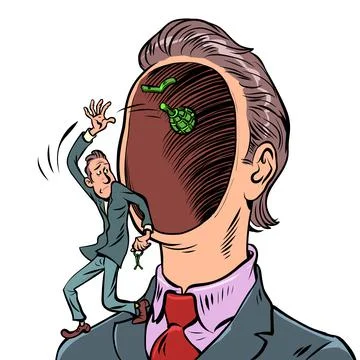 Brain explosion. mind thoughts psychology, secrets of male consciousness Stock-Illustration