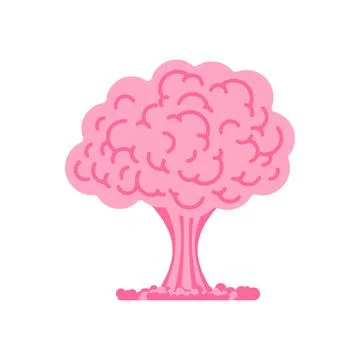 Brain explosion. Nuclear explosion of brains. Large pink atomic mushroom Stock Illustration