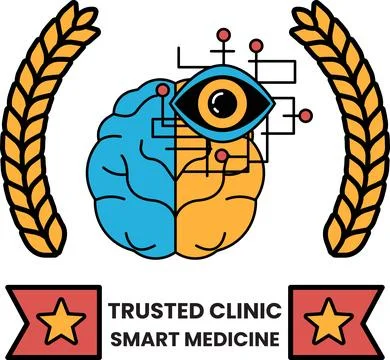 Brain with eye and circuitry, framed by wheat Stock-Illustration