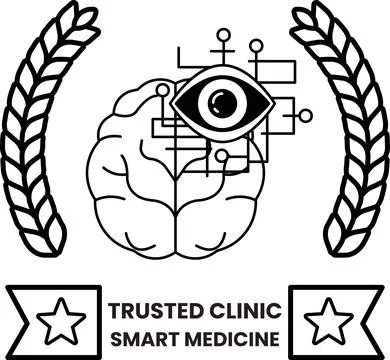 Brain with eye and circuitry, framed by wheat Stock Illustration