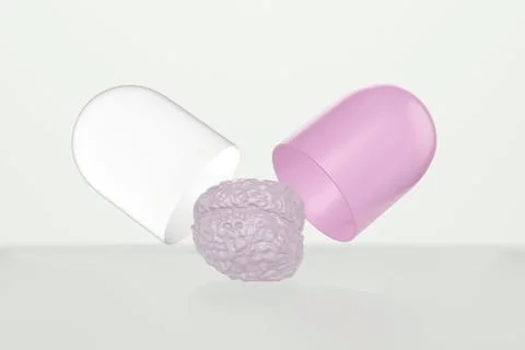 The brain falls out of the opened capsule Stock Illustration