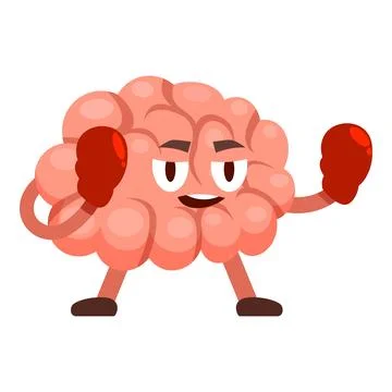 Brain fighting with boxing gloves, protecting mental health 스톡 일러스트
