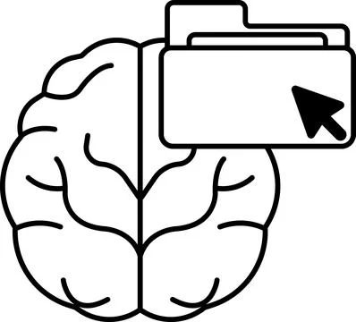 Brain with a file folder on top of it Illustrazione stock