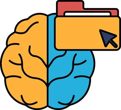 A brain with a file folder on top of it Illustrazione stock