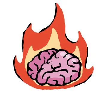 Brain on fire. Concept of burnout at work, fatigue and stress. Emotional prob Stock Illustration