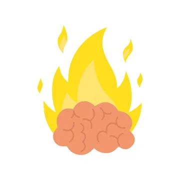 Brain on fire icon. Concept of mental surge. Stress at work. Intense brain Stock Illustration