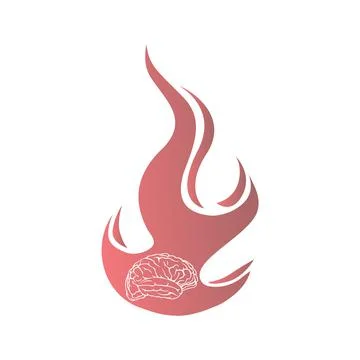 Brain on fire on white Stock Illustration