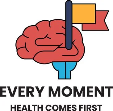 Brain with flag symbolizes health priority Stockillustratie