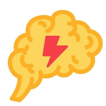 Brain Flash Lightning Icon Solution Flare Power Stock Illustration
