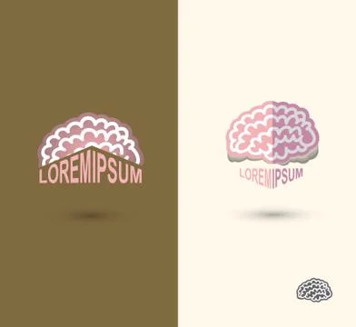 Brain flat style vector logo design template. Brainstorm concept. Brainstormi Stock Illustration