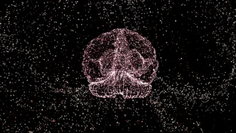 Brain floating in space, exploding with ideas, among light particles all around. 스톡 동영상 121800117