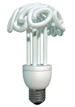 Brain flourescent light bulb Stock Illustration
