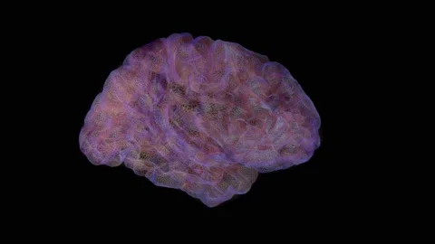 Brain fog clouds in brain. 3d animation rendering Stock Footage 145867243