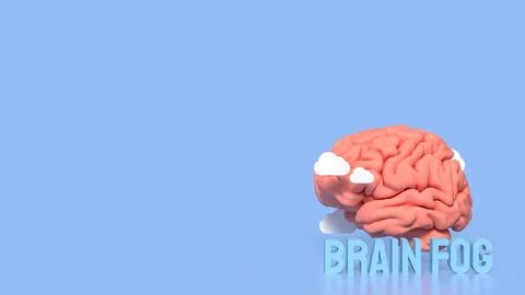 Brain Fog Concept with 3D Brain and Clouds. Stock Illustration