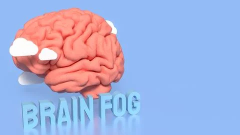 Brain Fog Concept with 3D Brain and Clouds. Stock Illustration