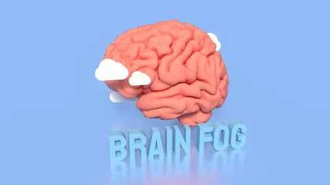 Brain Fog Concept with 3D Brain and Clouds. Stockillustratie