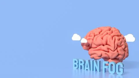Brain Fog Concept with 3D Brain and Clouds. Stock Illustration