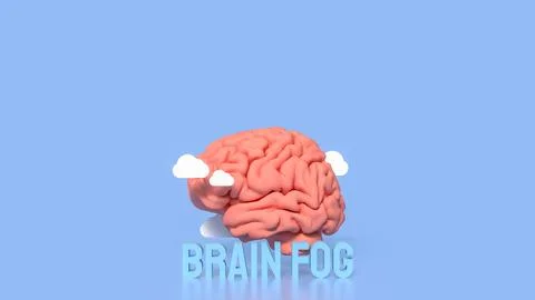 Brain Fog Concept with 3D Brain and Clouds. Stock Illustration