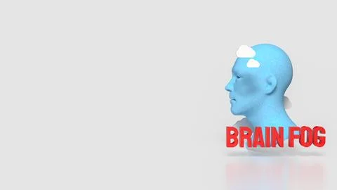 Brain Fog Concept with Human Head and Clouds 3d render. Stock Illustration
