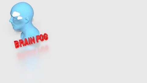 Brain Fog Concept with Human Head and Clouds 3d render. 스톡 일러스트