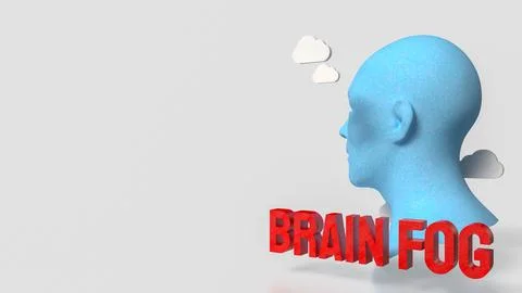 Brain Fog Concept with Human Head and Clouds 3d render. Stock Illustration