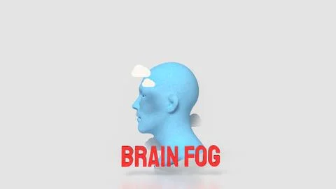 Brain Fog Concept with Human Head and Clouds 3d render. Stock Illustration