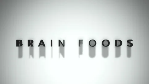 Brain Foods 3D title animation matte black text on a white background Stock Footage 300715896