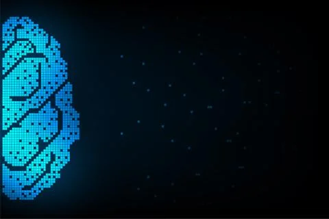 The brain in the form of digital is halfway there. Stock Illustration