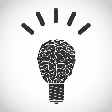 Brain in the form of a glowing light bulb Stock Illustration
