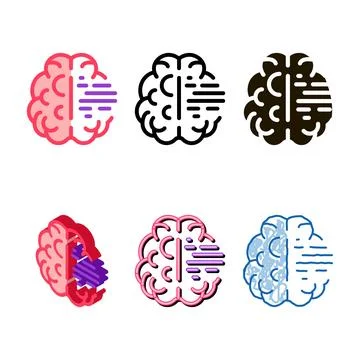 Brain forms mental health icon outline Stock Illustration