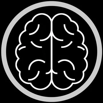 Brain in frame, illustration on black background Stock Photos