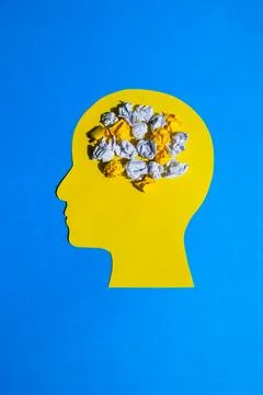 Brain Full of Crumpled Thoughts and Ideas Stock Photos