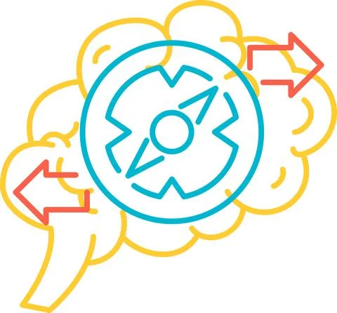 Brain function of solution problem icon vector Illustrazione stock