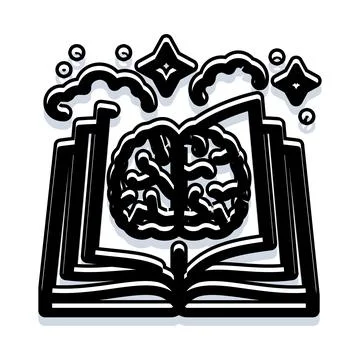 Brain gaining knowledge from open book illustration Stock Illustration