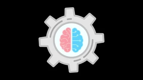 Brain gear animated artificial intelligence and logic concept with cogwheel.. Stock Footage 347811430