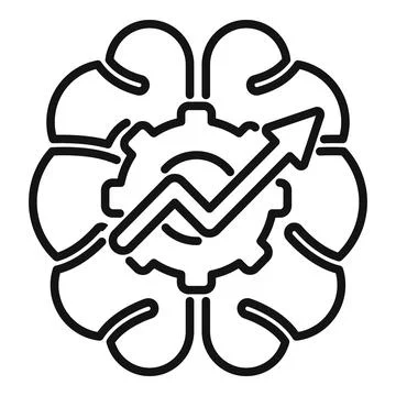 Brain gear arrow growing chart representing successful thinking process Stock Illustration