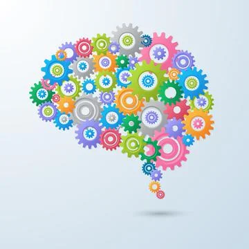Brain with gear Color Full ,vector design element eps10 illustration Stock Illustration