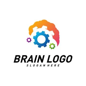 Brain with Gear, Creative mind with Mechanic, learning and design icons. Peop Stock Illustration