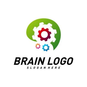 Brain with Gear, Creative mind with Mechanic, learning and design icons. Peop Stock Illustration