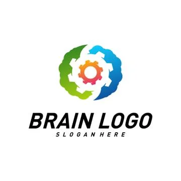 Brain with Gear, Creative mind with Mechanic, learning and design icons. Peop Stock Illustration