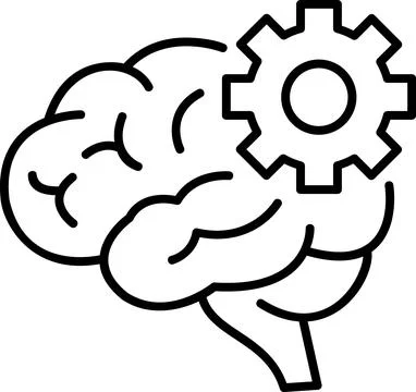 Brain with gear icon for cognitive process Stock Illustration