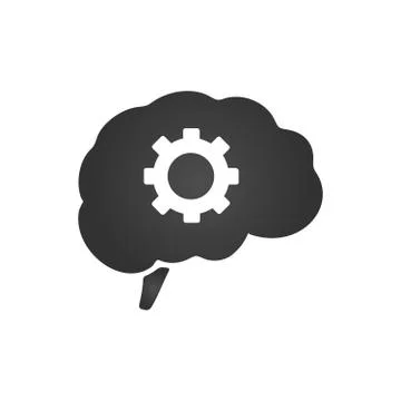 Brain with gear icon. Vector isolated illustration isolated on a white backgr Stock Illustration