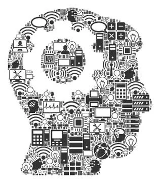 Brain Gear Mosaic Icon for BigData and Computing Illustrazione stock