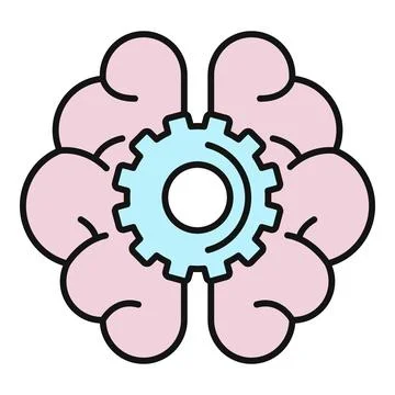 Brain with gear symbol processing thoughts and ideas 스톡 일러스트